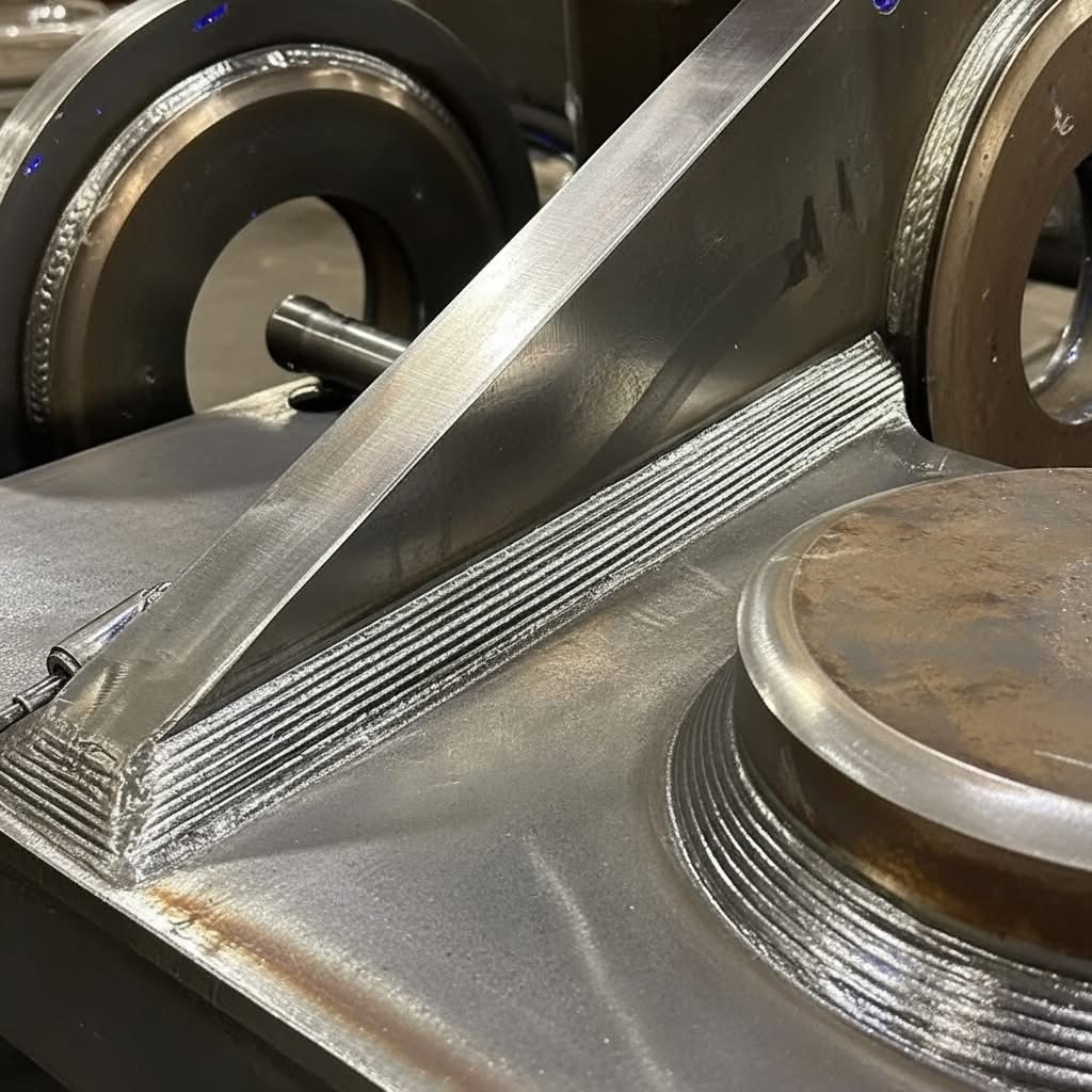 Close-up of clean stacked structural weld bead by Parker Welding